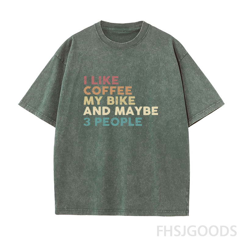 I Like Coffee and My Bike Unisex Distressed T-Shirt