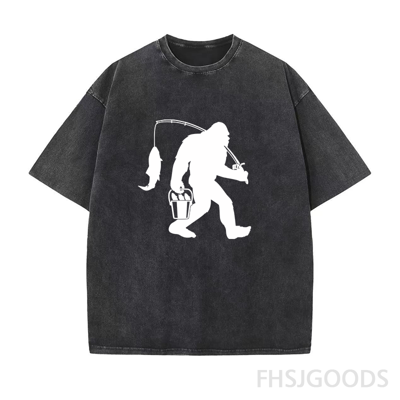 Bigfoot Fishing Unisex Distressed T-Shirt