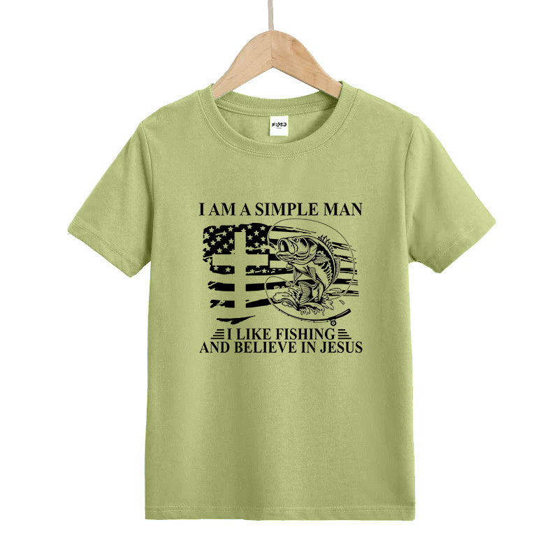 I Like Fishing And Believe In Jesus Kids T-Shirt