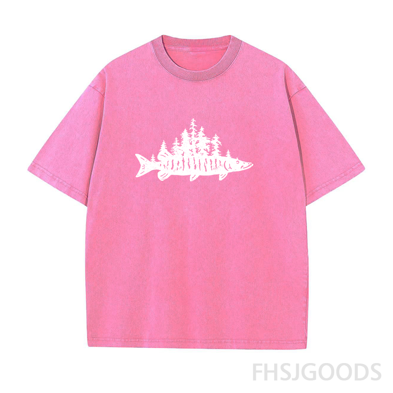 Fishing Forest Unisex Distressed T-Shirt