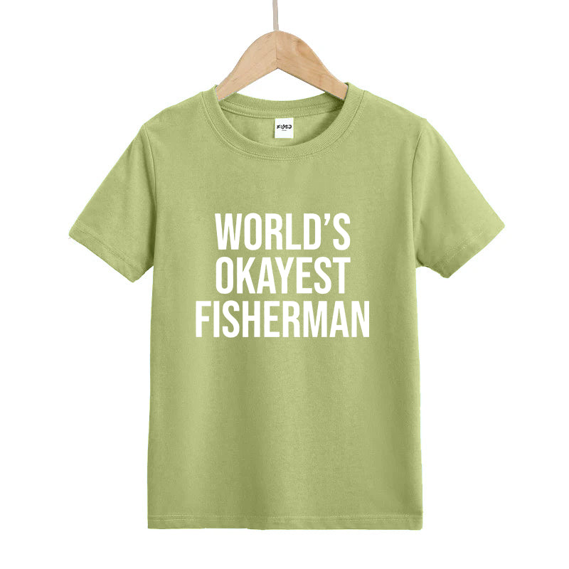 World's Okayest Fisherman Rod Kids T-Shirt