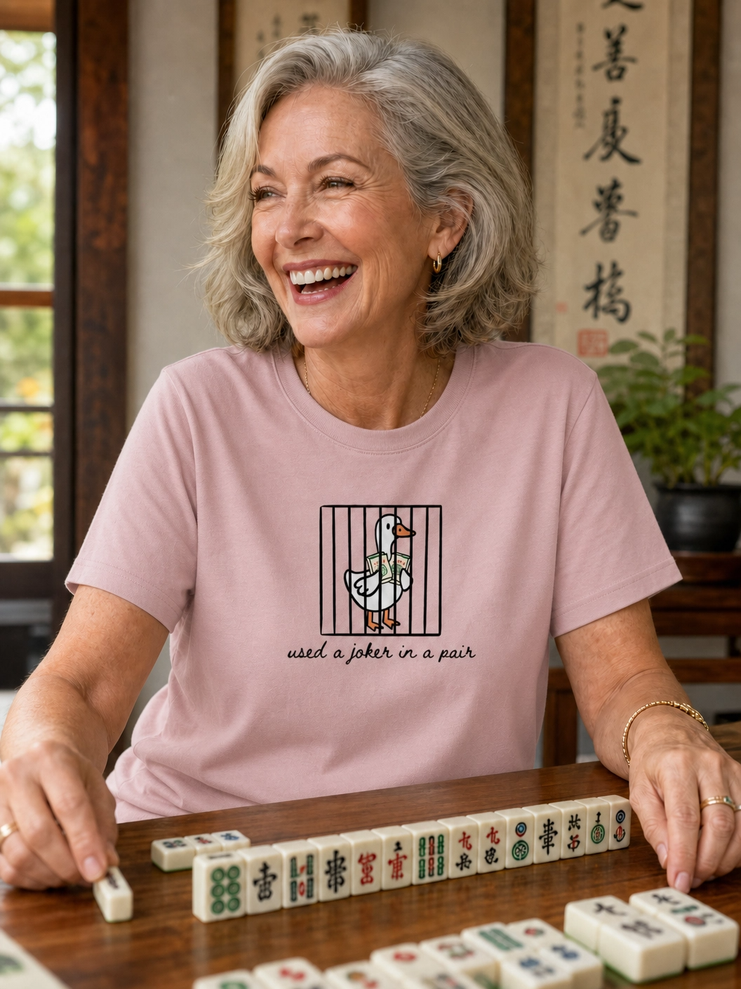Used A Joker in A Pair Mahjong Goose T-Shirt for Women