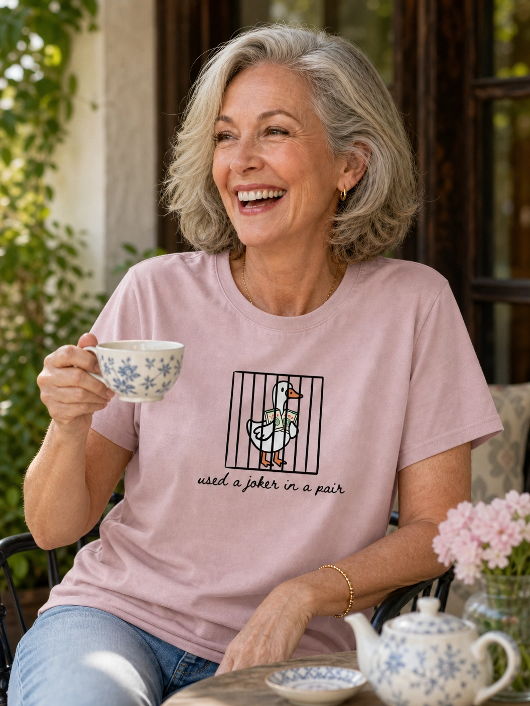 Used A Joker in A Pair Mahjong Goose T-Shirt for Women
