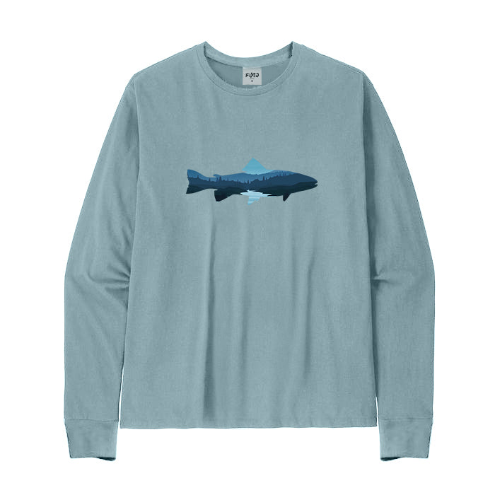 FISH LANDSCAPE MOUNTAIN AND LAKE Long Sleeve T-Shirt