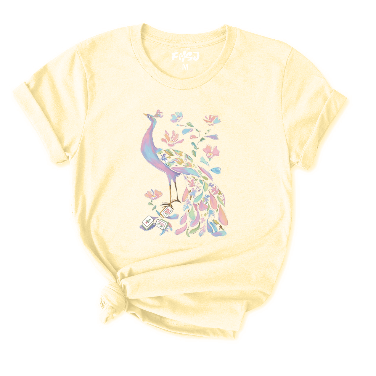 Pastel Peacock Mahjong T-Shirt for Women