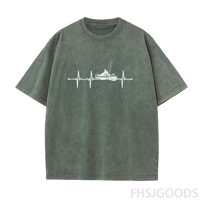 Kayak Fishing Heartbeat Unisex Distressed T-Shirt