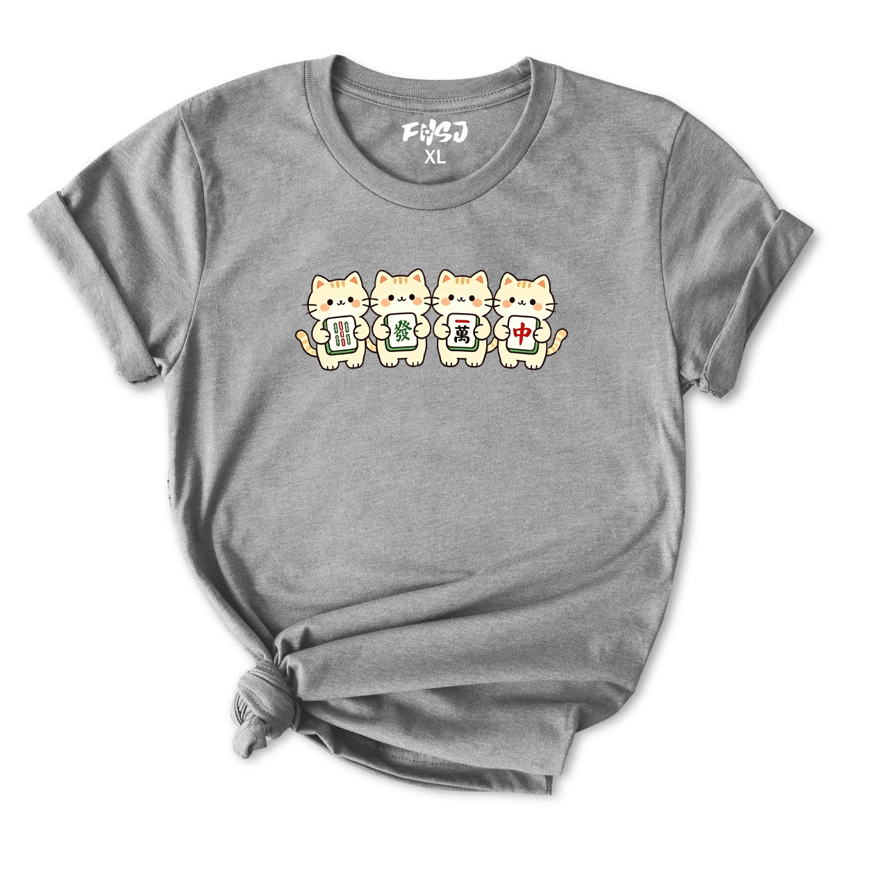 Cute Mahjong Cats T-Shirt for Women