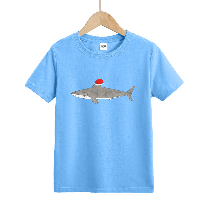 Christmas Shark Kid's T-Shirts