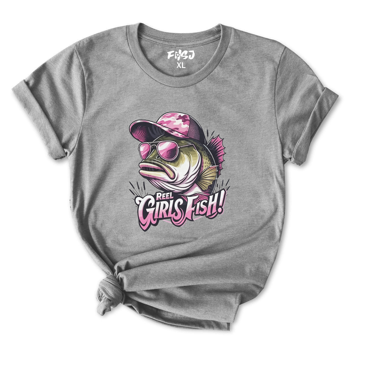 Cool Sunglass Fish Reel Girls Fish T-Shirt for Women