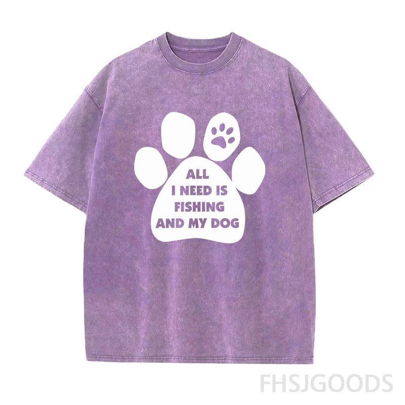 All I Need Is Fishing and My Dog Unisex Distressed T-Shirt