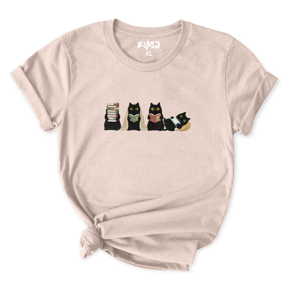 Black Cats Reading T-Shirt for Women