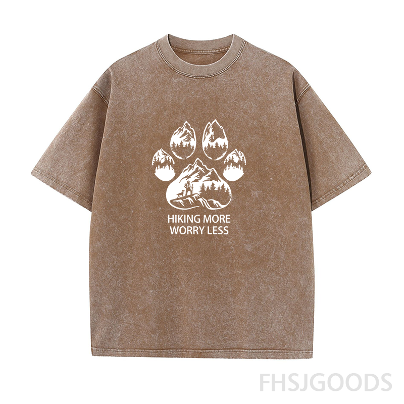 Hiking More Worry Less Unisex Distressed T-Shirt