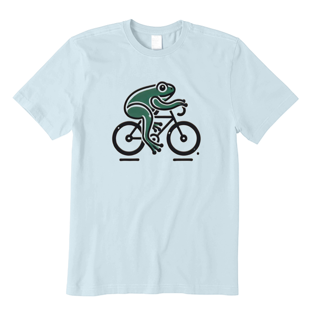 Green Frog on Bicycle T-Shirt
