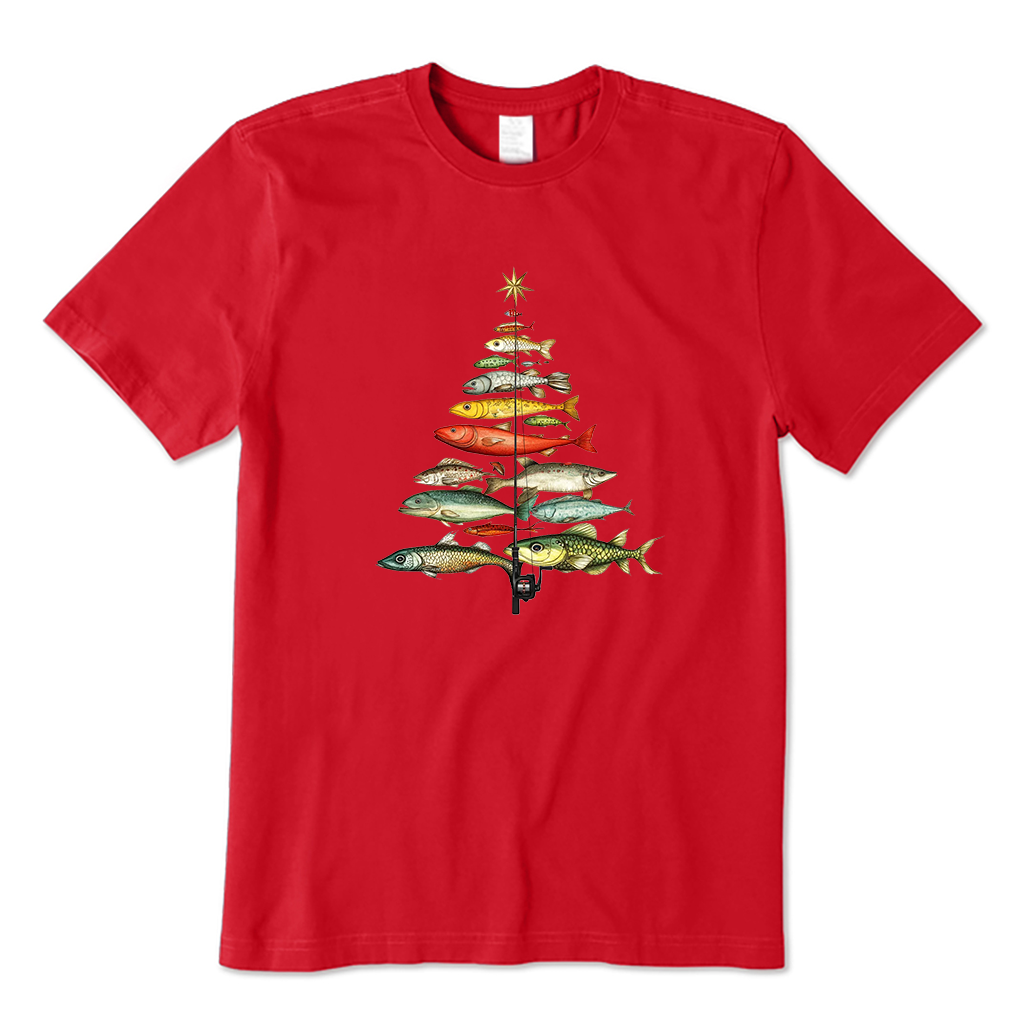 Fishing Christmas Tree T-Shirt