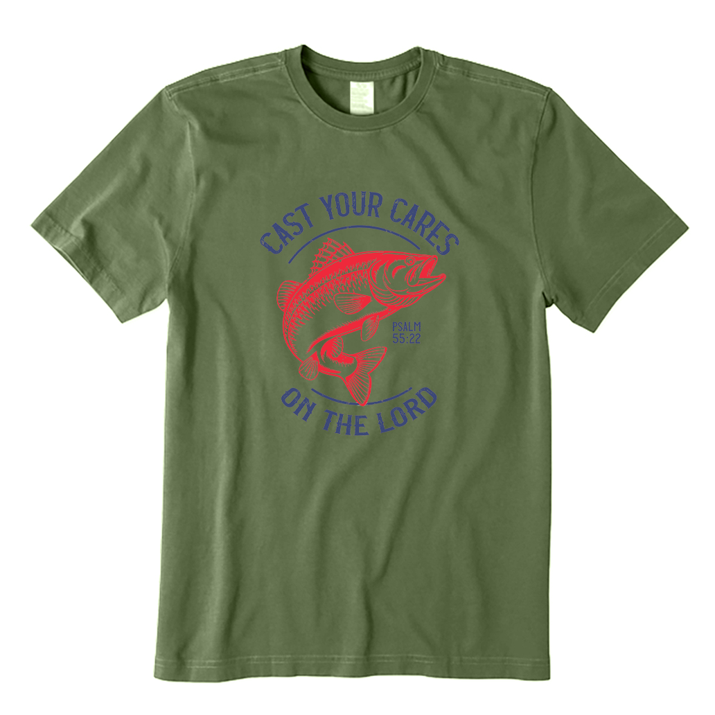 Cast Your Cares on The Lord Fishing T-shirt