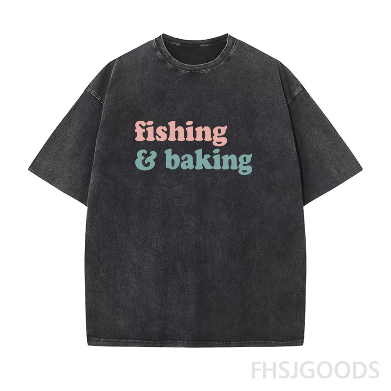 Fishing and Baking Unisex Distressed T-Shirt