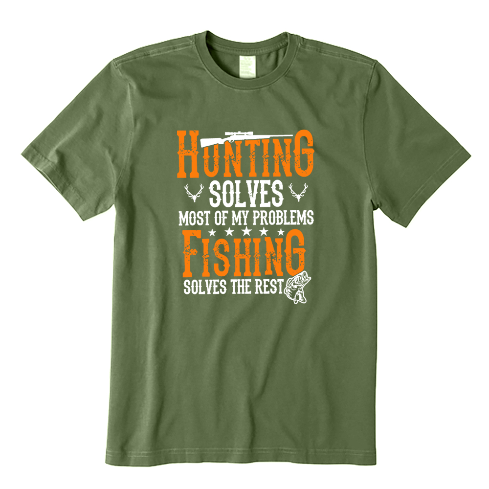 Retro Hunting Solves Most of My Problems Fishing Solves The Rest T-shirt