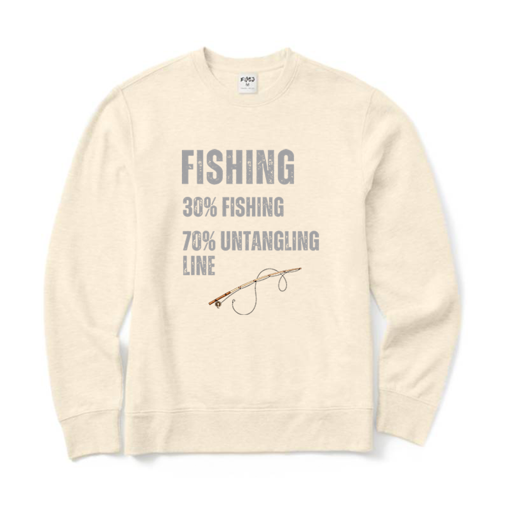 Fishing 30% Fishing 70% Untangling Line Funny Graphic Crewneck Sweatshirt