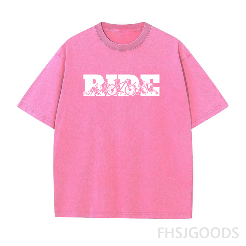 Ride Mountain Bike Unisex Distressed T-Shirt