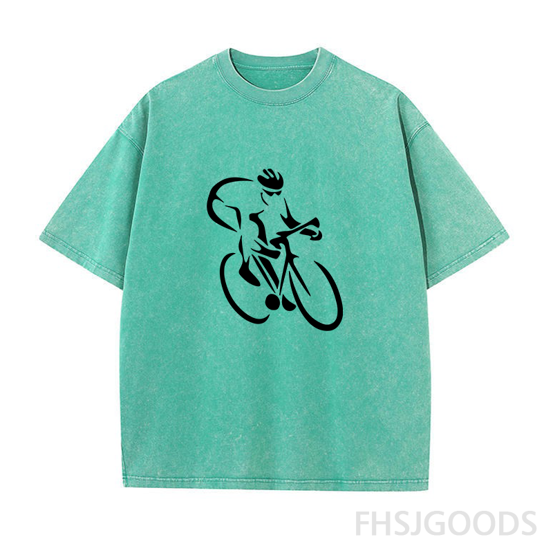 Cycling Silhouette Unisex Distressed T-Shirt