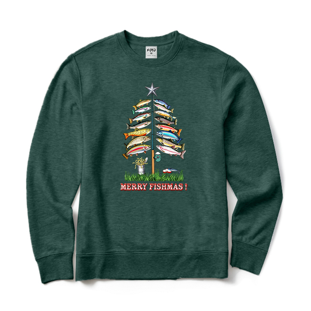 Merry Fishmas Christmas Fishes Tree Crewneck Sweatshirt