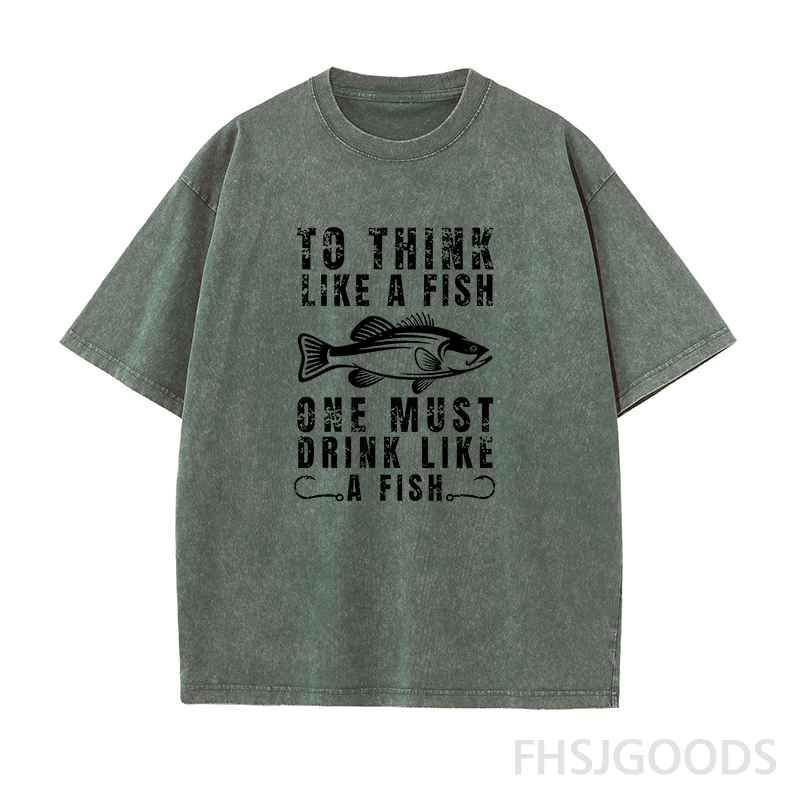 To Think Like A Fish One Must Drink Like A Fish Unisex Distressed T-Shirt