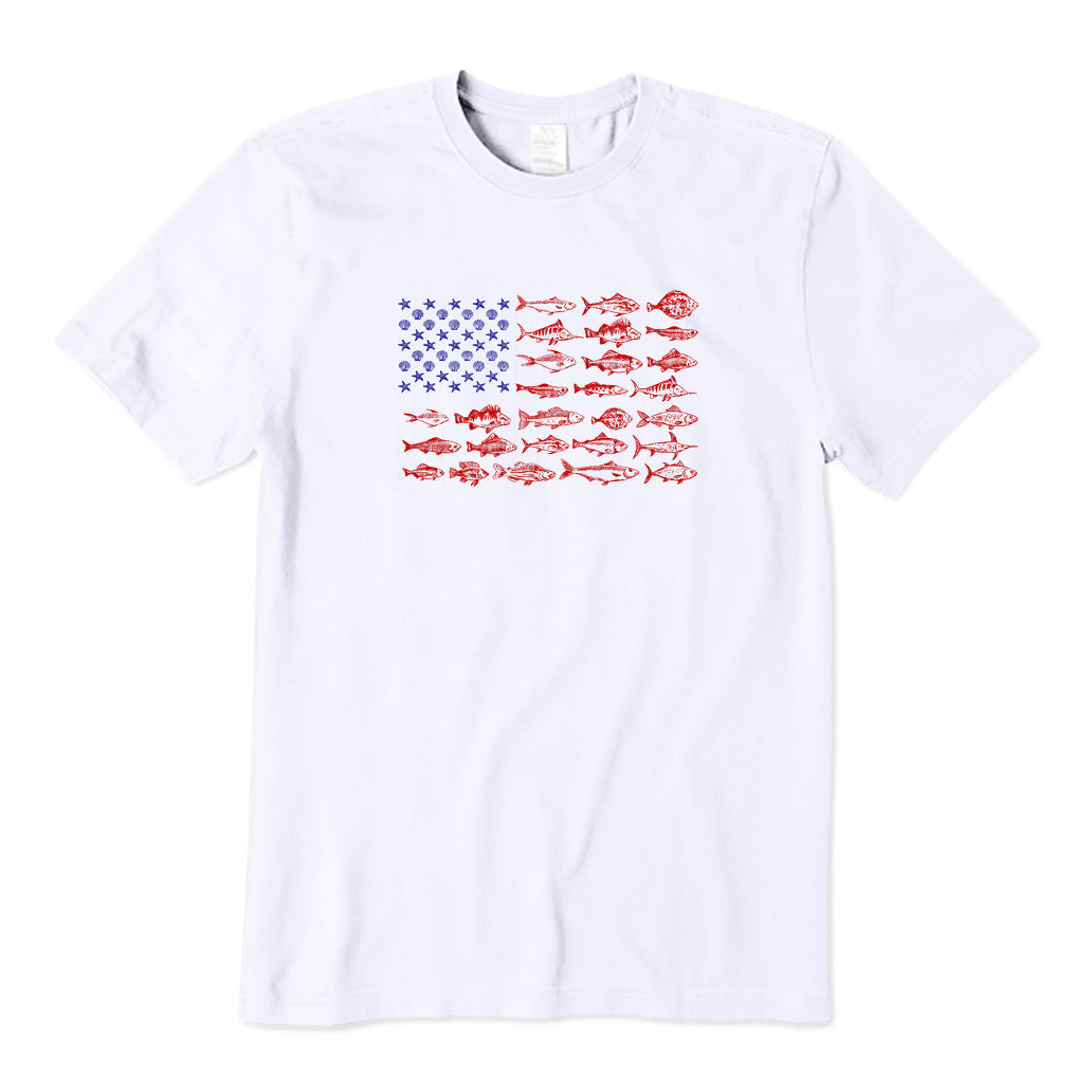 American Flag with Fish T-Shirt