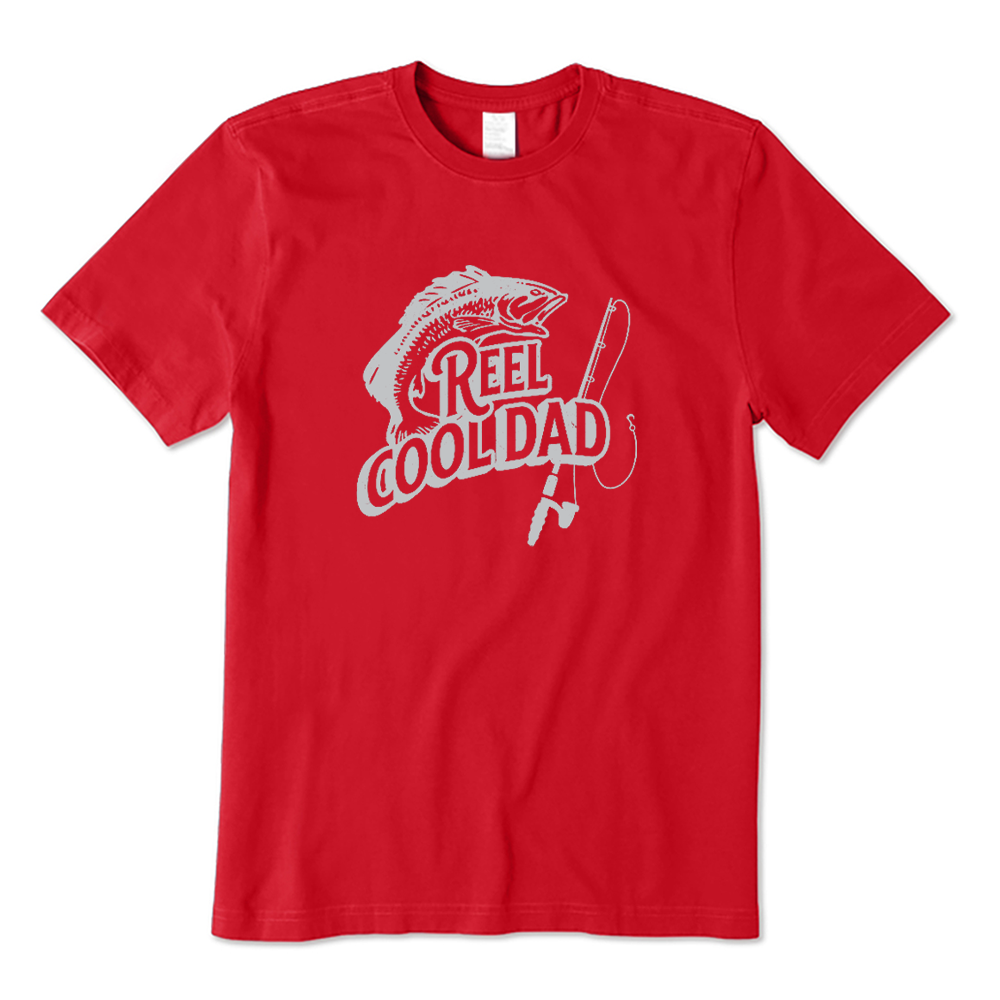 Reel Cool Dad Retro Fish And Rod Graphic T-shirt