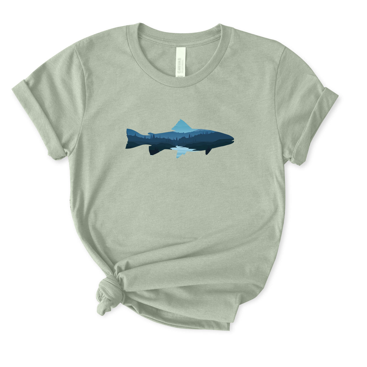 Fish Landscape Mountain and Lake T-Shirt for women