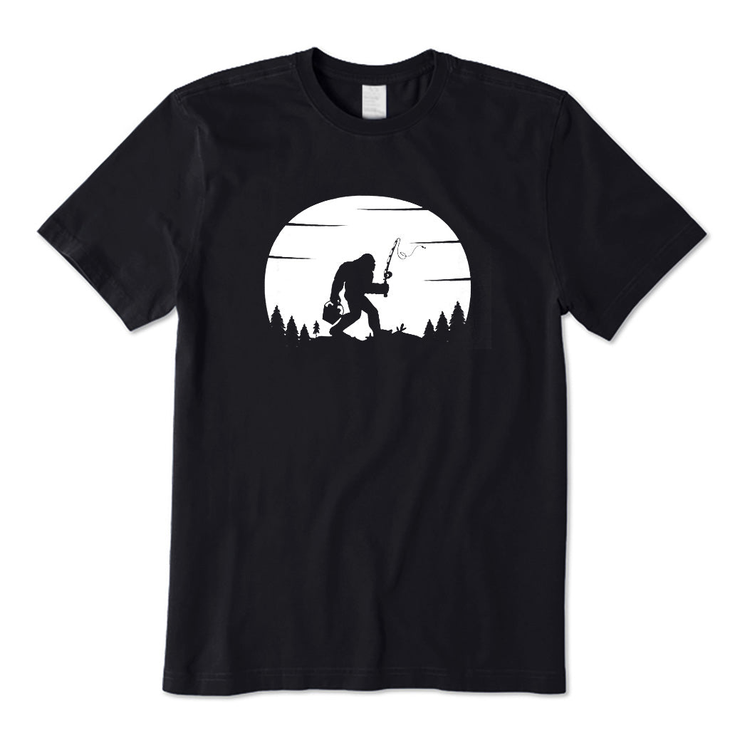 Bigfoot Fishing At Sunset T-Shirt