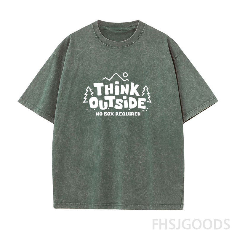 Think Outside No Box Required Hiking Unisex Distressed T-Shirt