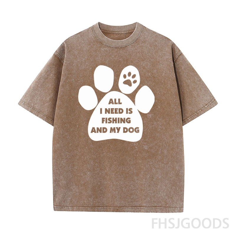 All I Need Is Fishing and My Dog Unisex Distressed T-Shirt