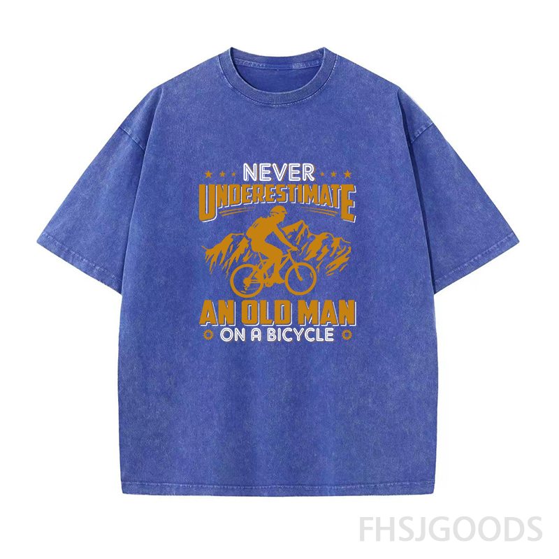 Never Underestimate An Old Man on A Bicycle Unisex Distressed T-Shirt