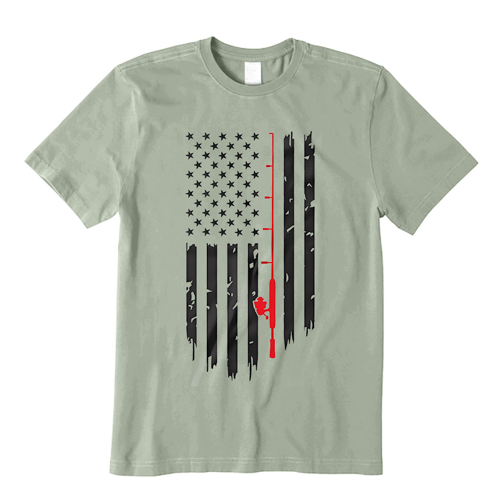 Flag with Fishing Rod T-Shirt