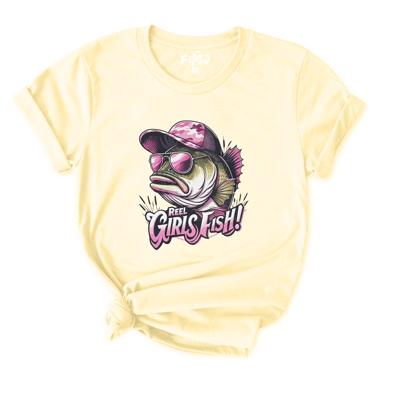 Cool Sunglass Fish Reel Girls Fish T-Shirt for Women