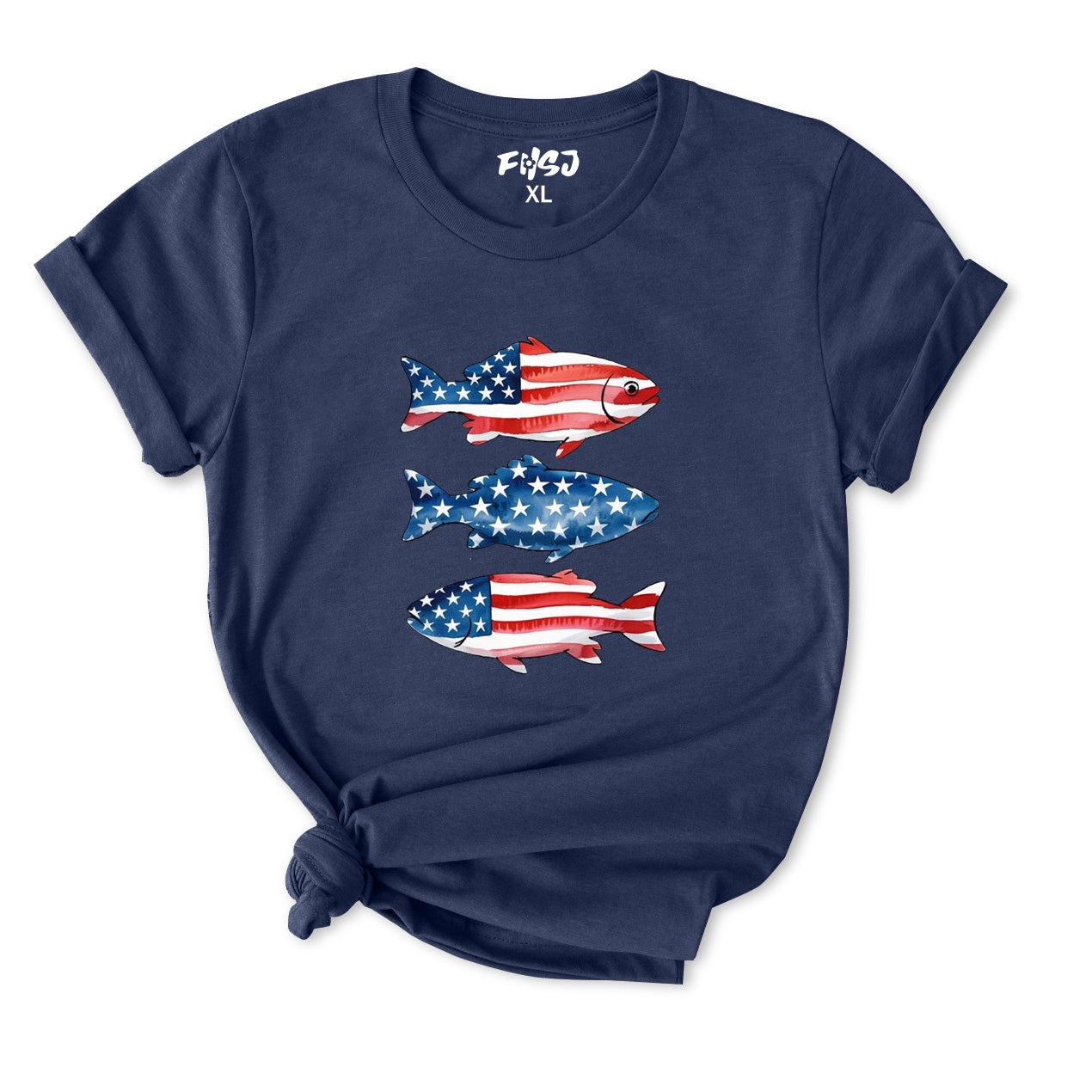 America Fish Flag T-Shirt for Women