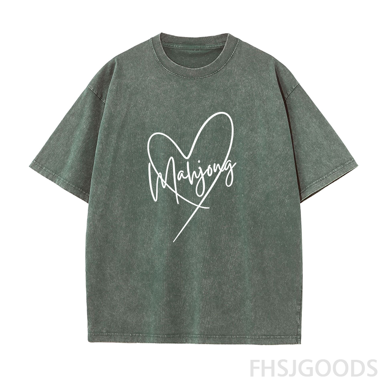 Mahjong Heart Unisex Distressed T-Shirt