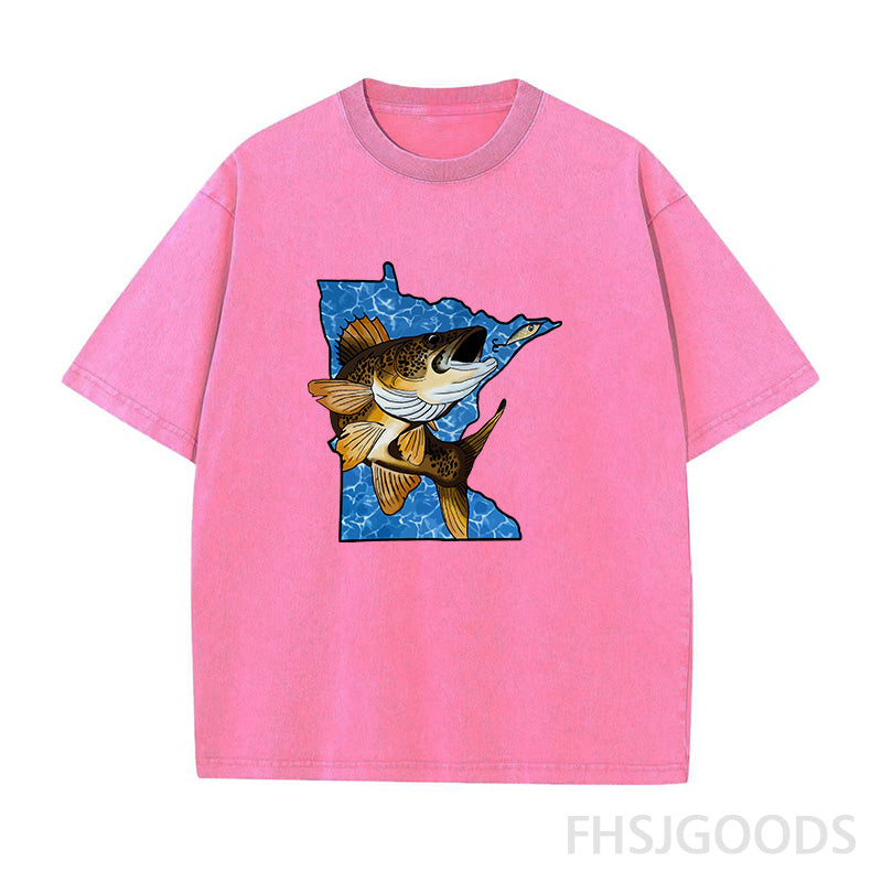 Walleye Fishing Unisex Distressed T-Shirt