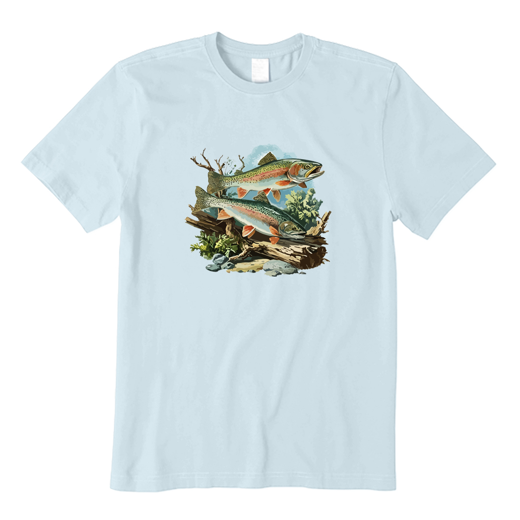 Retro Rainbow Trout Underwater Scene T-Shirt