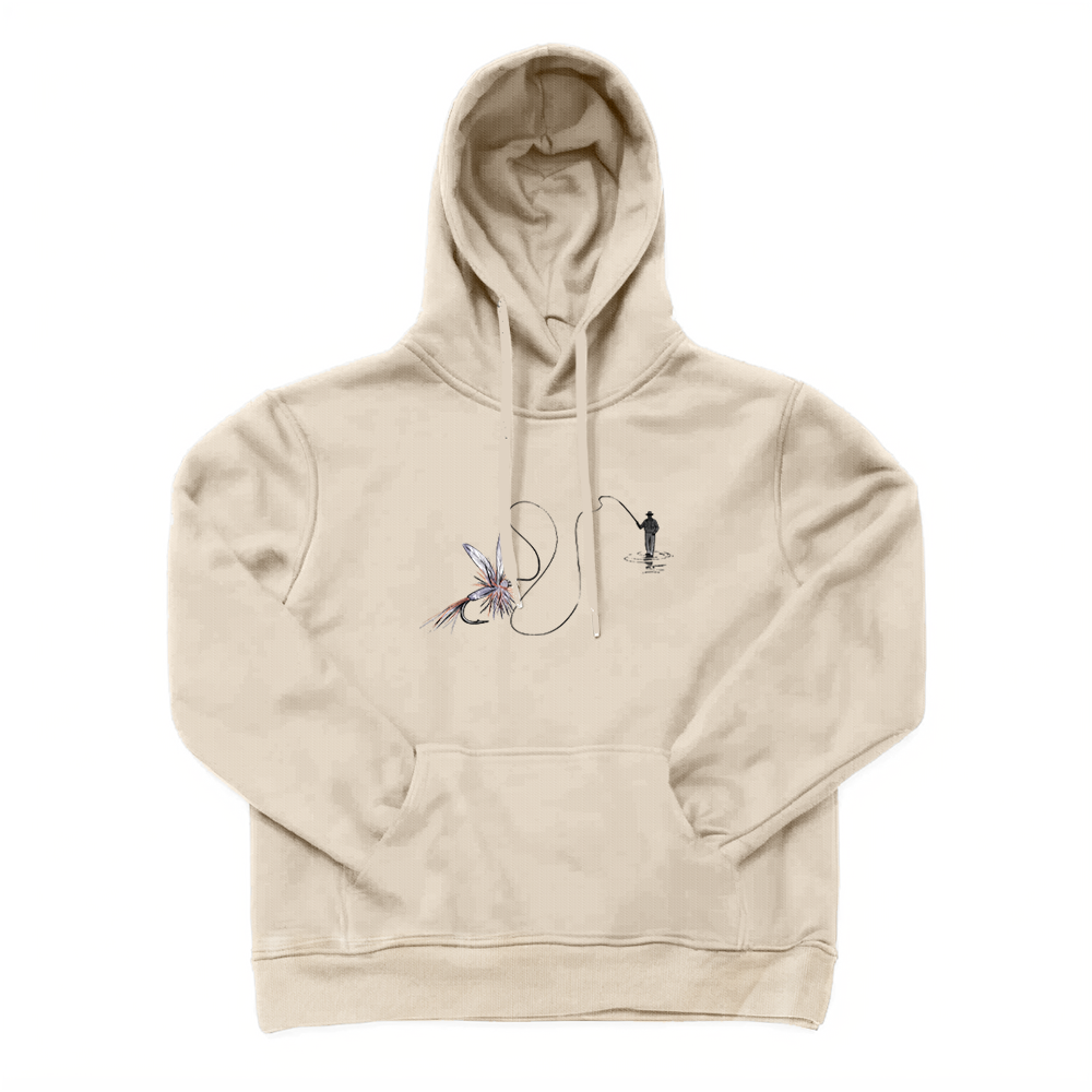 Vintage Fly Fisherman And Fly Pattern Hoodie
