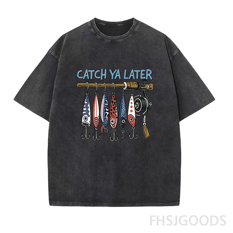 Catch Ya Later Fishing Unisex Distressed T-Shirt