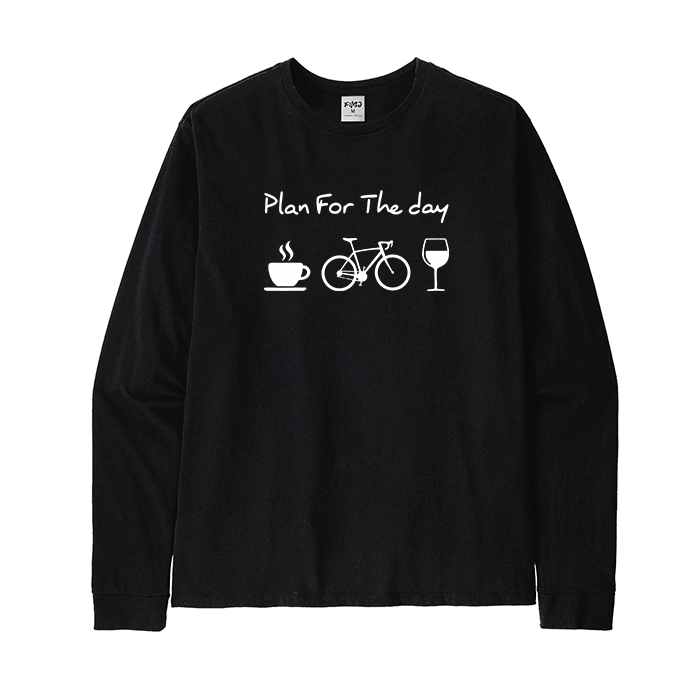 Plan For The Day Coffee Cycling Wine Long Sleeve T-Shirt