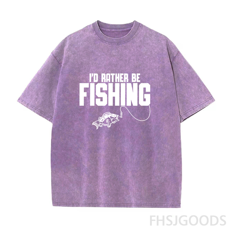 I'd Rather Be Fishing Unisex Distressed T-Shirt