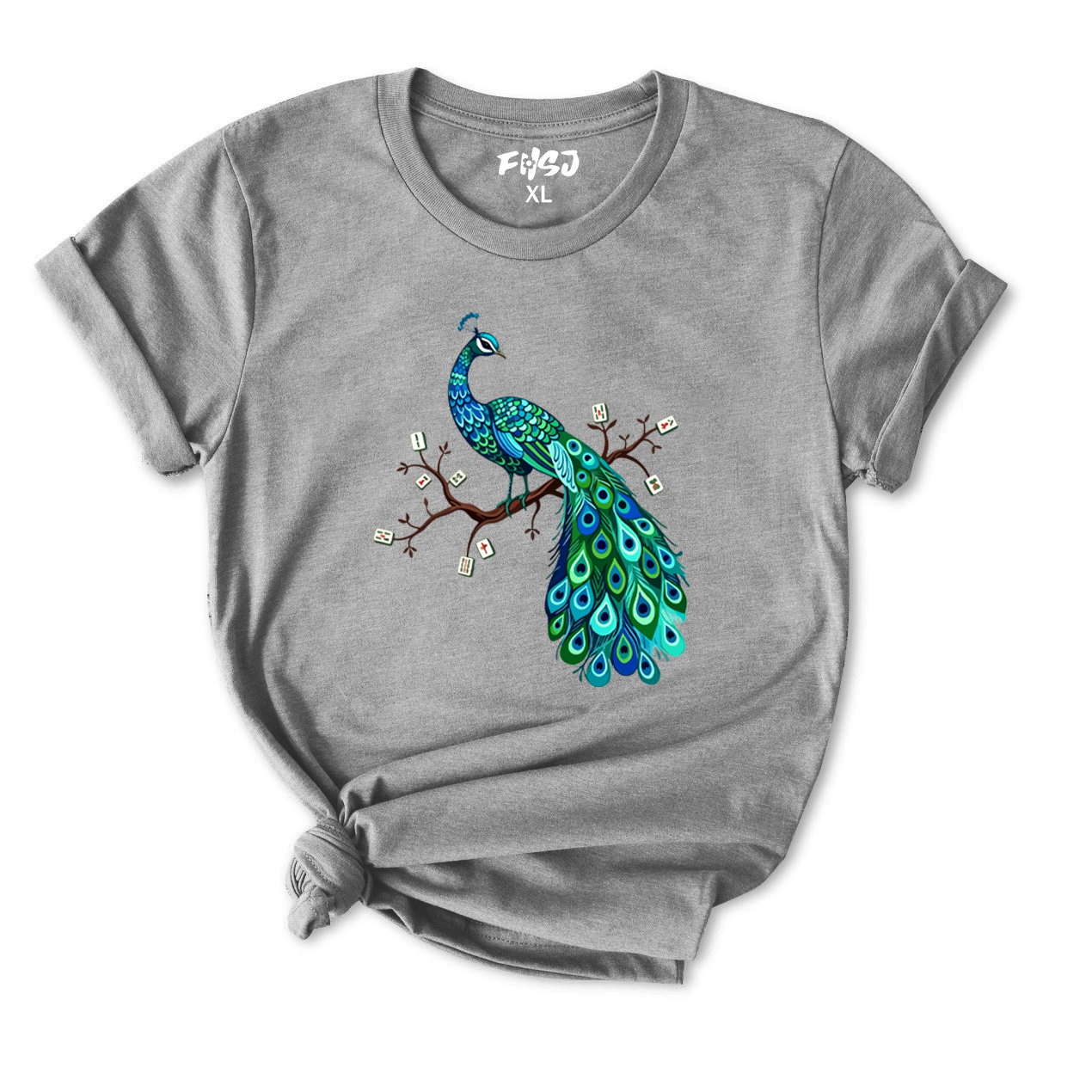 Mahjong Bird on Tile Branch T-Shirt for Women