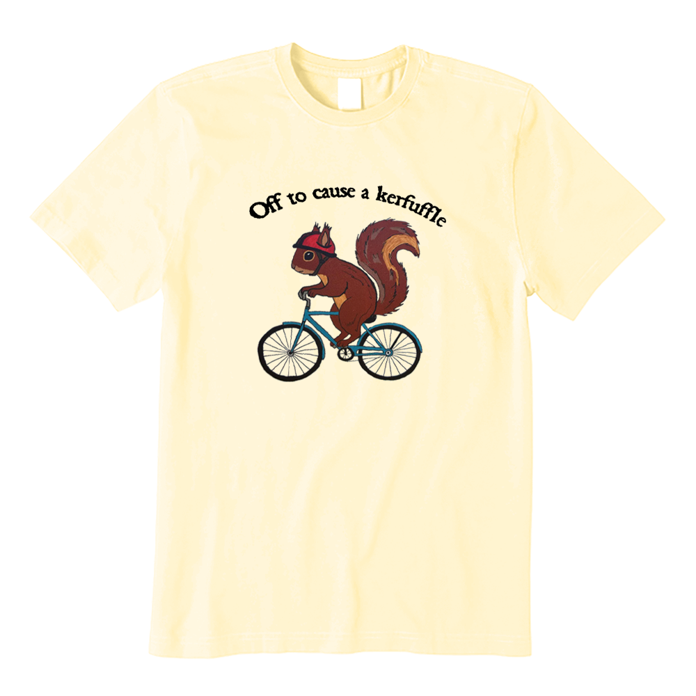 Off To Cause A Kerfuffle Squirrel Bicycle T-Shirt