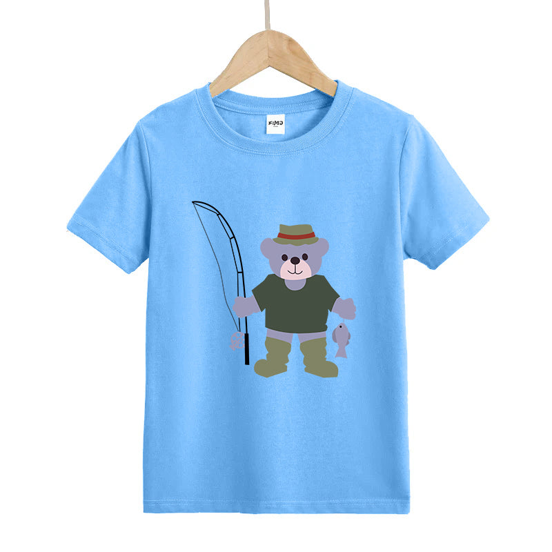 BEAR GONE FISHING Kids T-Shirt