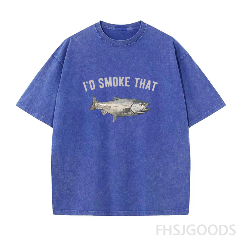 I'd Smoke That Salmon Fishing Unisex Distressed T-Shirt