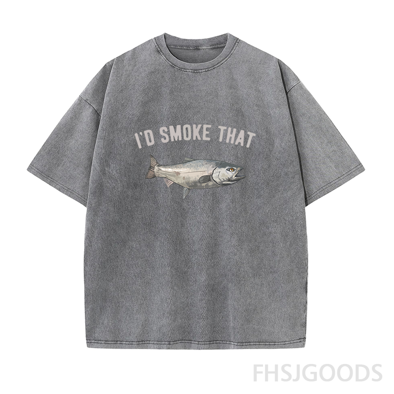 I'd Smoke That Salmon Fishing Unisex Distressed T-Shirt