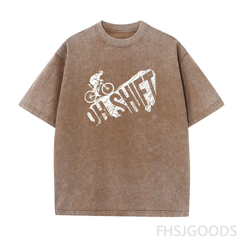 Oh Shift Mountain Biking Unisex Distressed T-Shirt