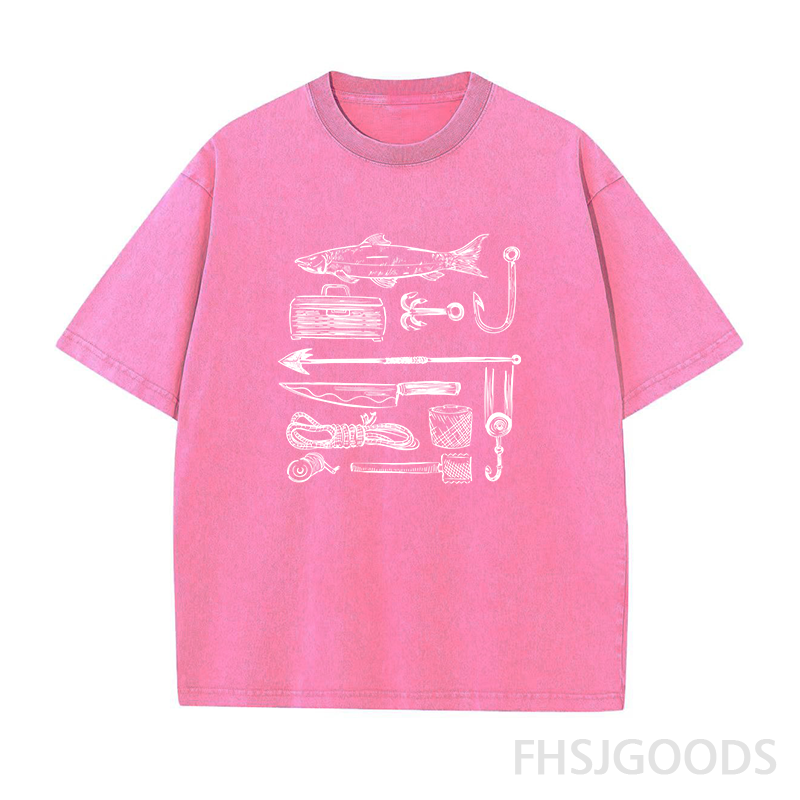 Vintage Style Fishing Unisex Distressed T-Shirt
